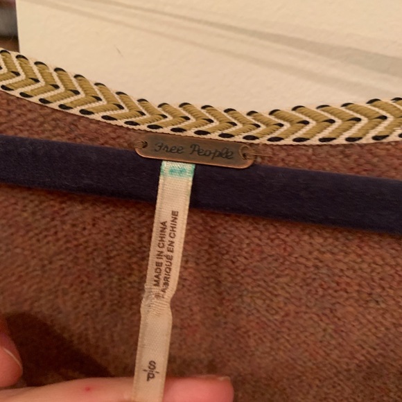 Free People V Fringe Pullover Sweater in Terracotta - Picture 3 of 3